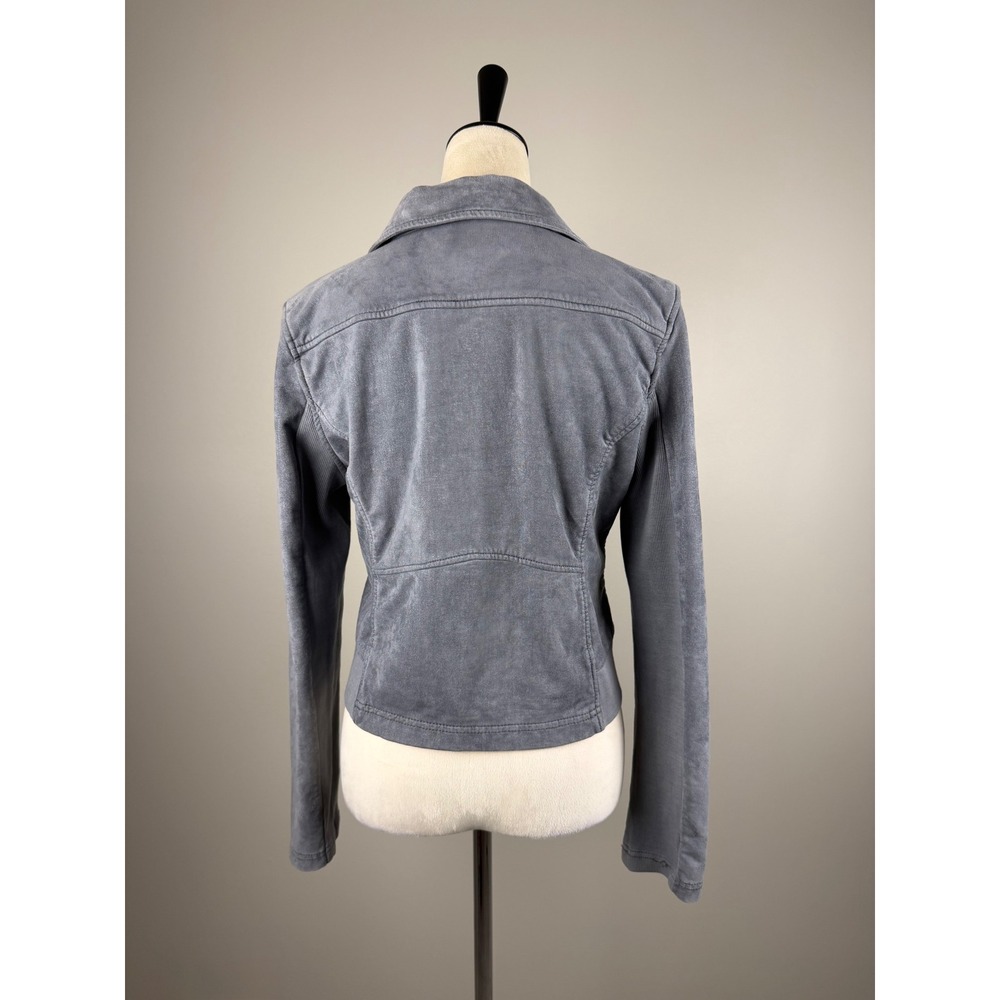 Marrakech Moto Jacket Faux Suede Medium Grey Asymmetrical Zip Cropped Moto Coat - Picture 6 of 10